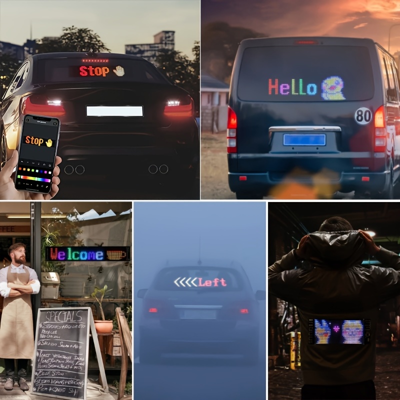 Car Mounted LED Soft Screen, Remote Control And APP Control, DIY Animation/text Flexible LED Matrix Panel, USB 5V Programmable Decorative Car, Car Decoration Accessories -13.7in * 4in 2pcs - Image 6