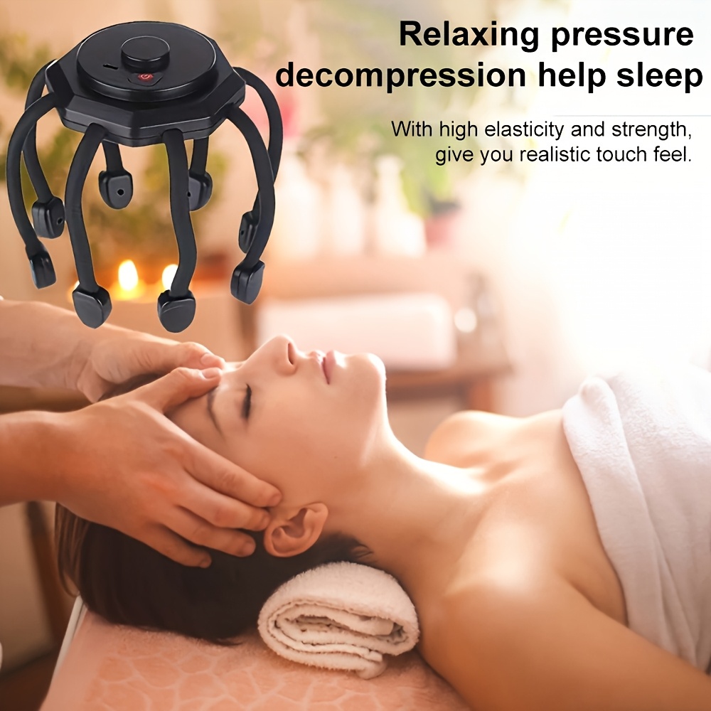 8-Finger Scalp Massager - Portable, USB Rechargeable Electric Head Massager with 3 Modes for Deep Relaxation And Relax, Relax Device | Modern Headgear | Rechargeable Battery, Scalp Massage - Image 8