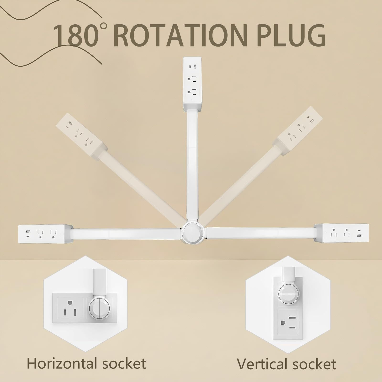 1pc Heavy-Duty 27.5" Extendable Outlet Extender with USB-A & USB-C Ports, 180° Rotating Plug, Space-Saving Design for Home & Office - Ideal for Smartphones, Tablets, Laptops, Chargers, Smartphone Charging Station, Versatile Charging Solution, Modern Aesthetic, Durable Construction, Tech Enthusiasts