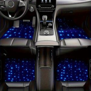 4pcs Blue Starry Sky Pattern Theme Universal SUV Car Mat, Logo Theme Elements for Front and Rear Seats of All Vehicles Stylish and durable car accessories All-season GM trim accessories for interior decoration Christmas Halloween.